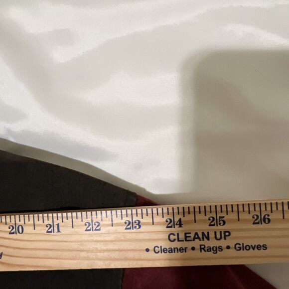 90s VTG SUEDE COLORBLOCK Jacket Bomber Varsity L Rust Red Brown Black - Picture 11 of 13